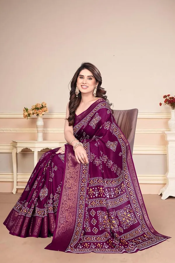 Wine_Silk_Printed_Dola_Silk_Saree_For_Women