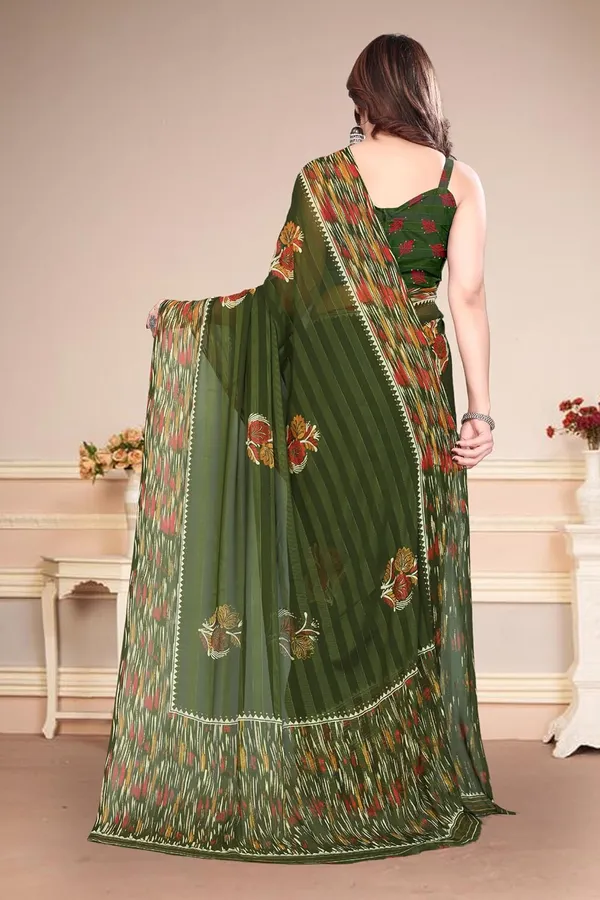 Mehendi_Polyester_Embellished_Georgette_Saree_For_Women