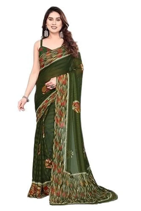 Mehendi_Polyester_Embellished_Georgette_Saree_For_Women