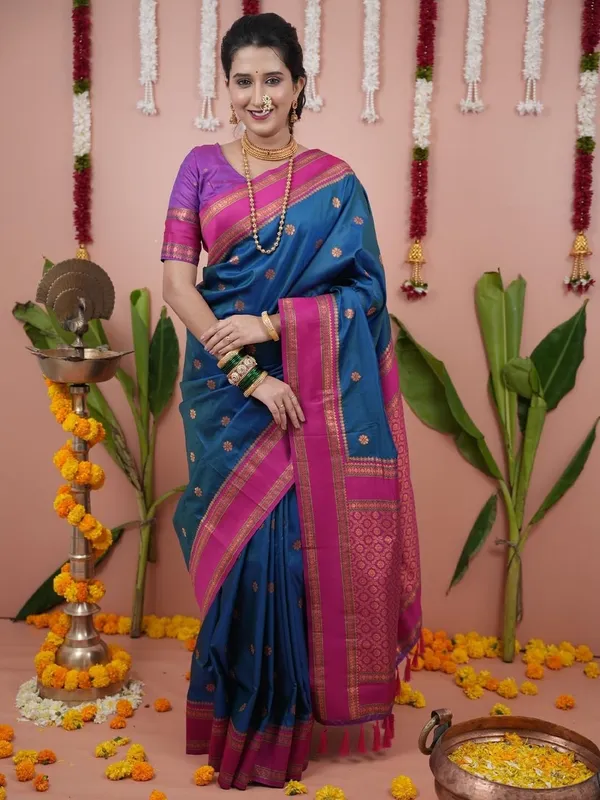 Blue_Silk_Paithani_Silk_Saree_For_Women