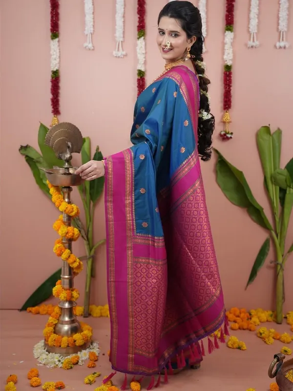 Blue_Silk_Paithani_Silk_Saree_For_Women