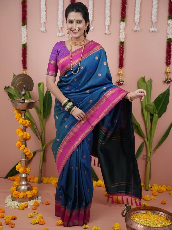 Blue_Silk_Paithani_Silk_Saree_For_Women
