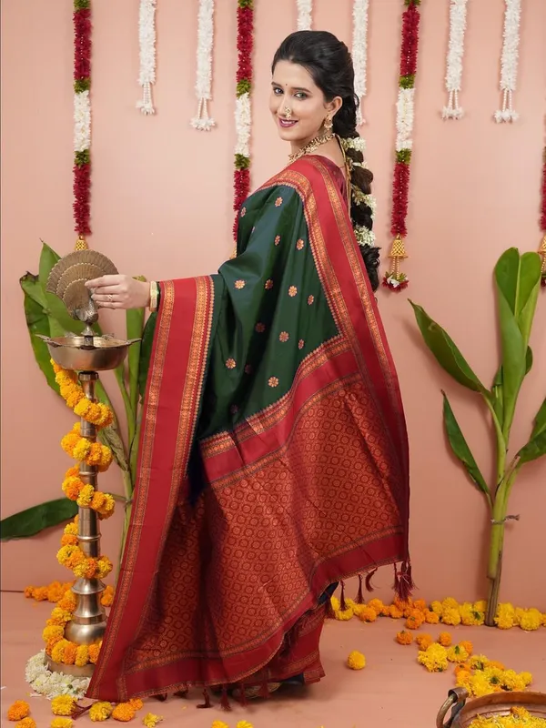 Dark_Green_Silk_Paithani_Silk_Saree_For_Women