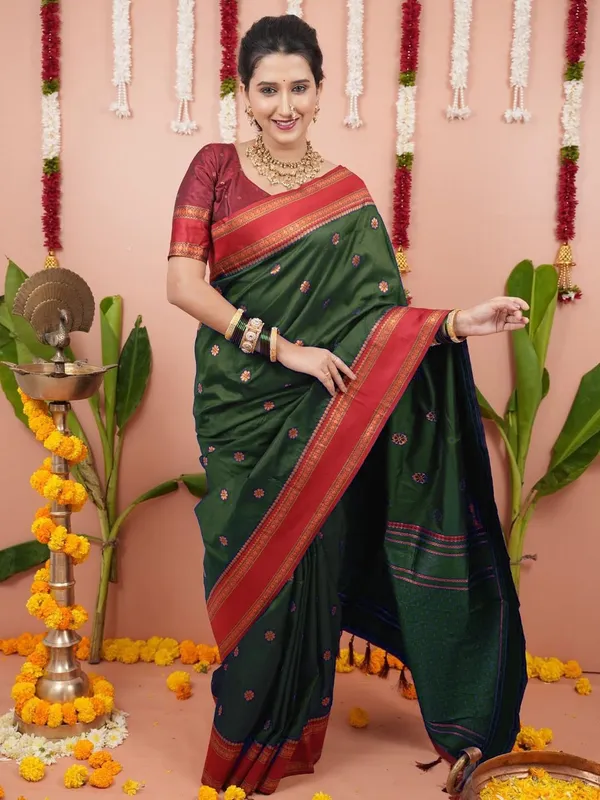 Dark_Green_Silk_Paithani_Silk_Saree_For_Women