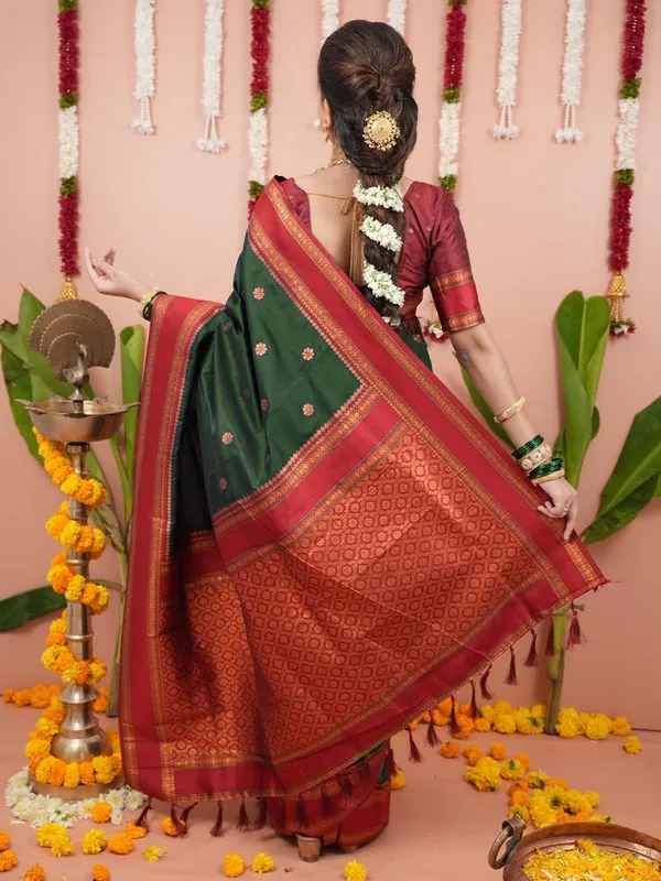 Dark_Green_Silk_Paithani_Silk_Saree_For_Women