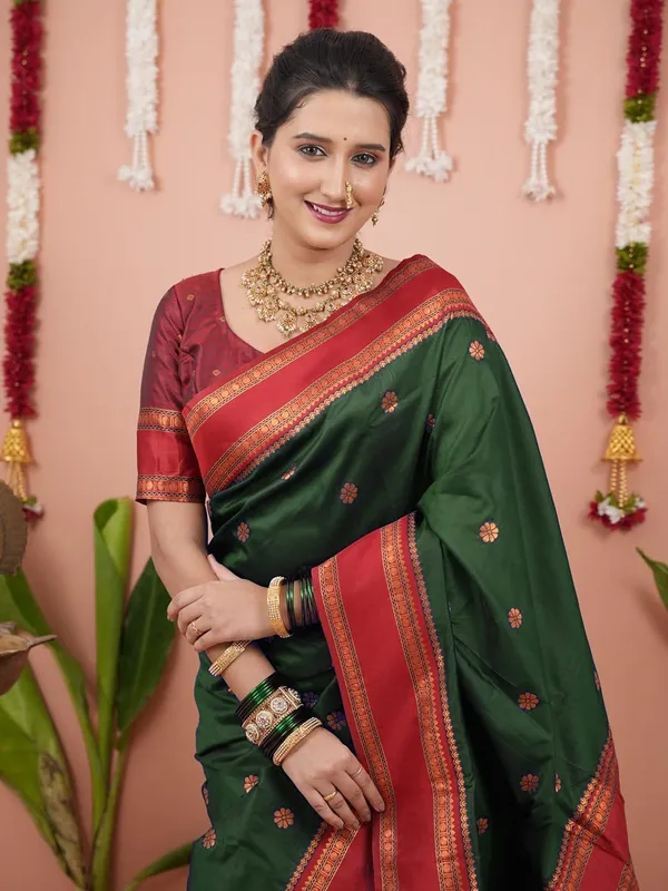 Dark_Green_Silk_Paithani_Silk_Saree_For_Women