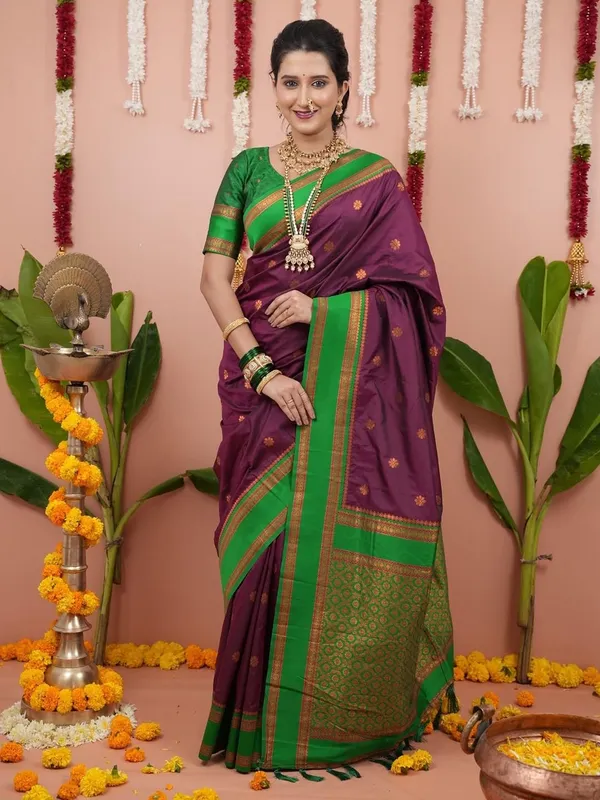 Wine_Silk_Paithani_Silk_Saree_For_Women