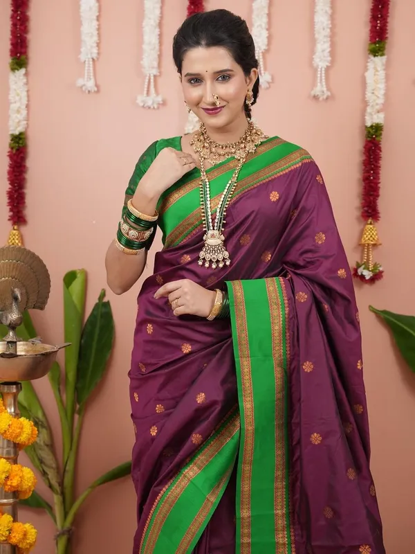 Wine_Silk_Paithani_Silk_Saree_For_Women
