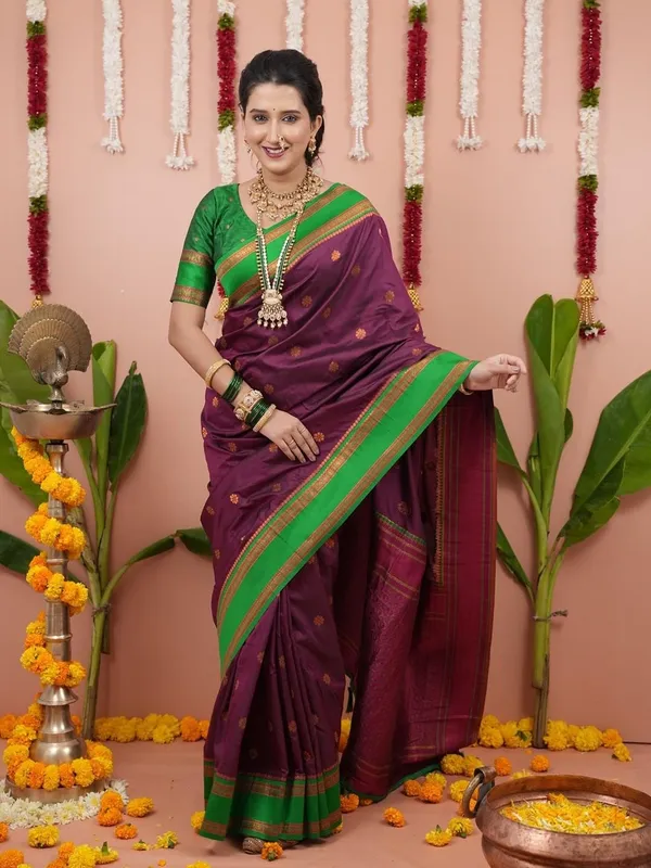 Wine_Silk_Paithani_Silk_Saree_For_Women