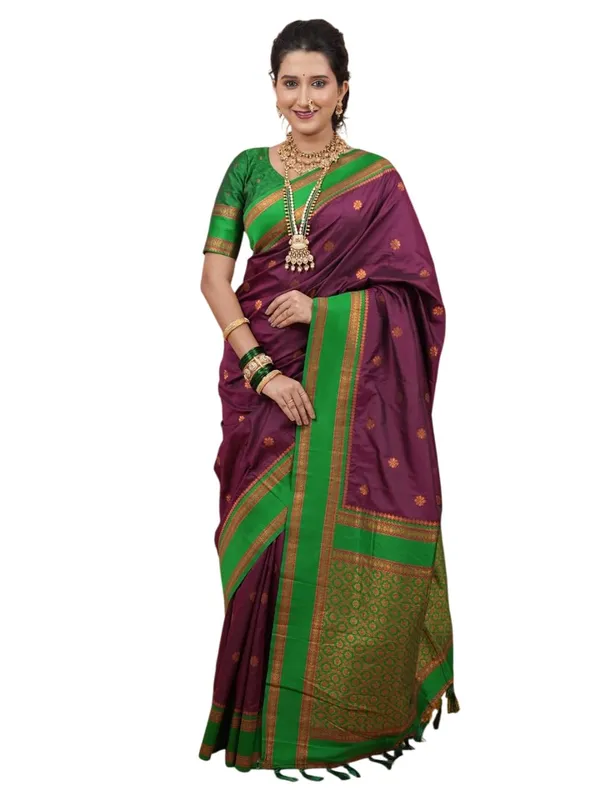Wine_Silk_Paithani_Silk_Saree_For_Women