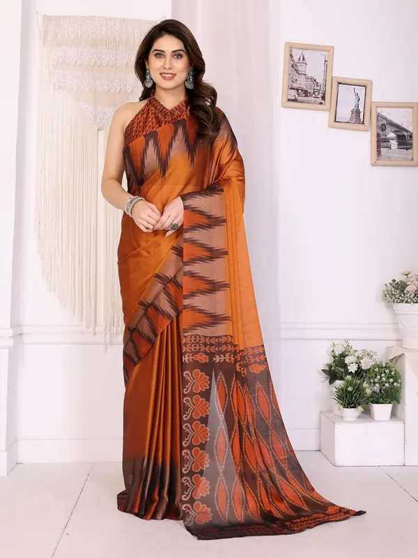 Orange_Polyester_Polka_Dot_Chiffon_Saree_For_Women