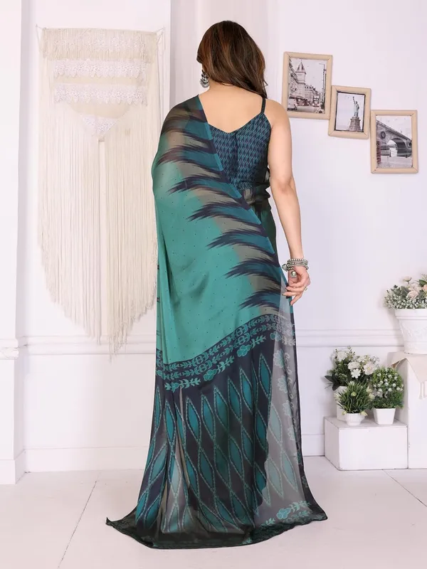 Teal_Polyester_Polka_Dot_Chiffon_Saree_For_Women