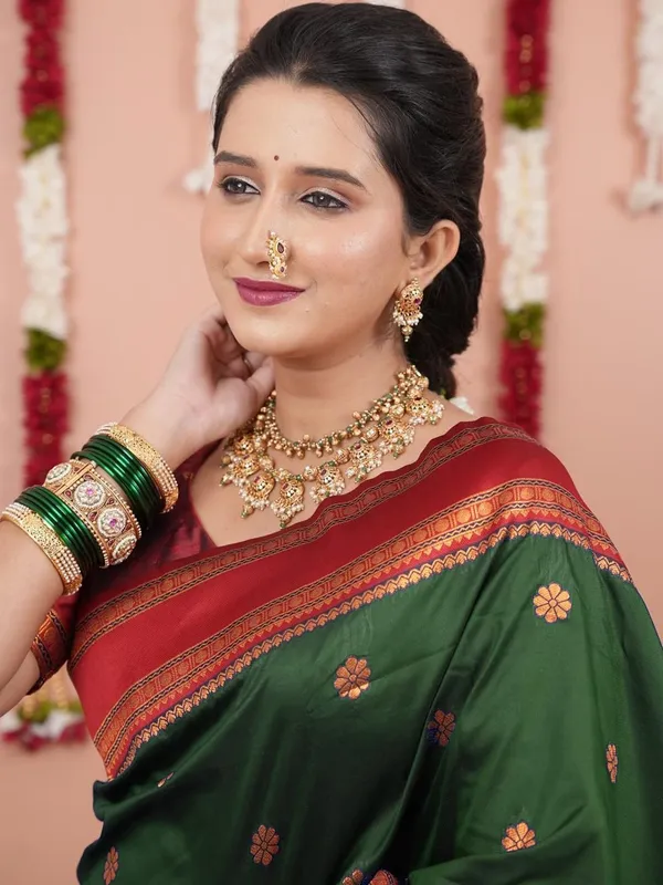 Dark_Green_Silk_Paithani_Silk_Saree_For_Women