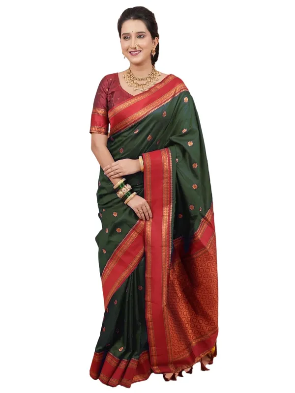 Dark_Green_Silk_Paithani_Silk_Saree_For_Women