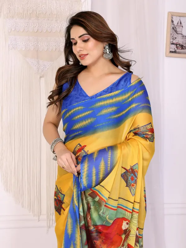 Yellow_Polyester_Bandhani_Dola_Silk_Saree_For_Women