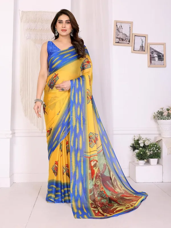 Yellow_Polyester_Bandhani_Dola_Silk_Saree_For_Women