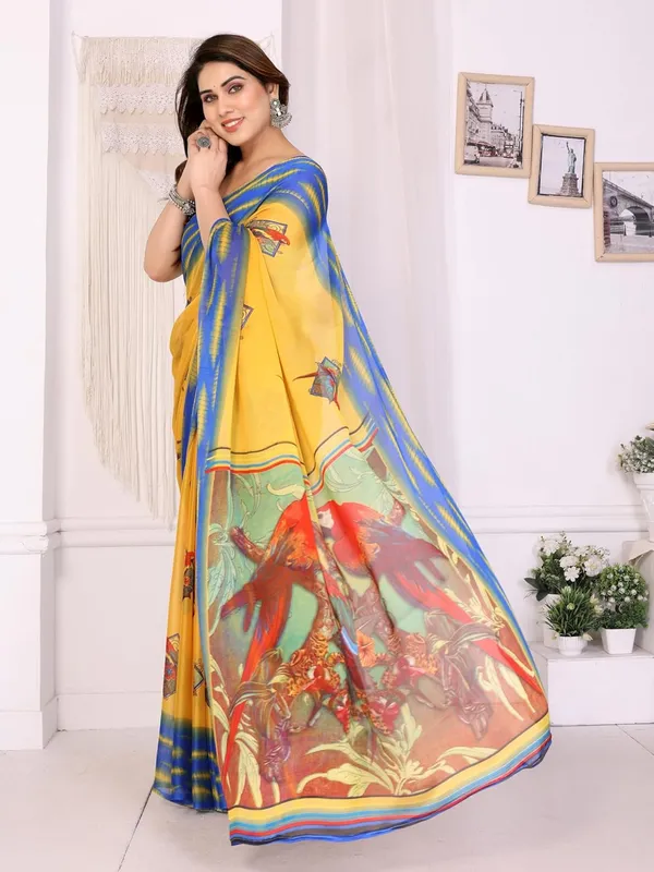 Yellow_Polyester_Bandhani_Dola_Silk_Saree_For_Women