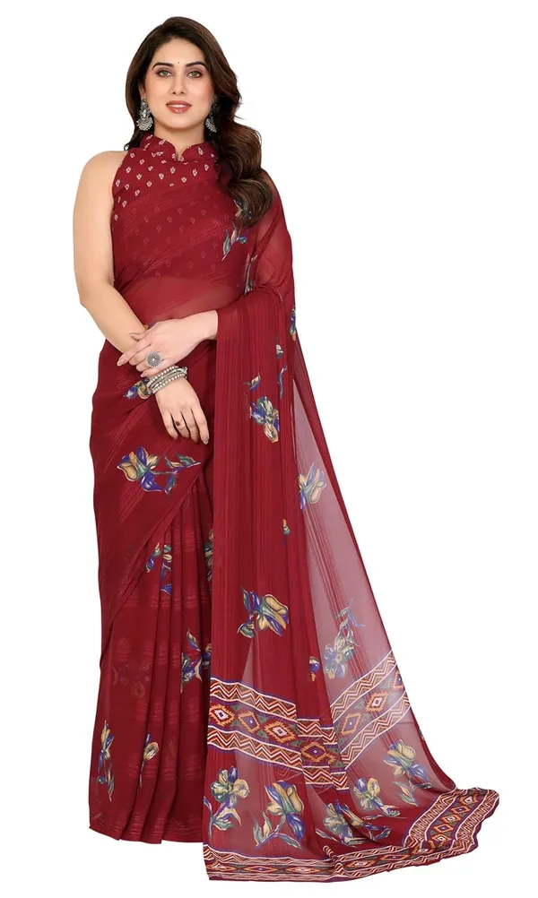 Maroon_Polyester_Printed_Chiffon_Saree_For_Women