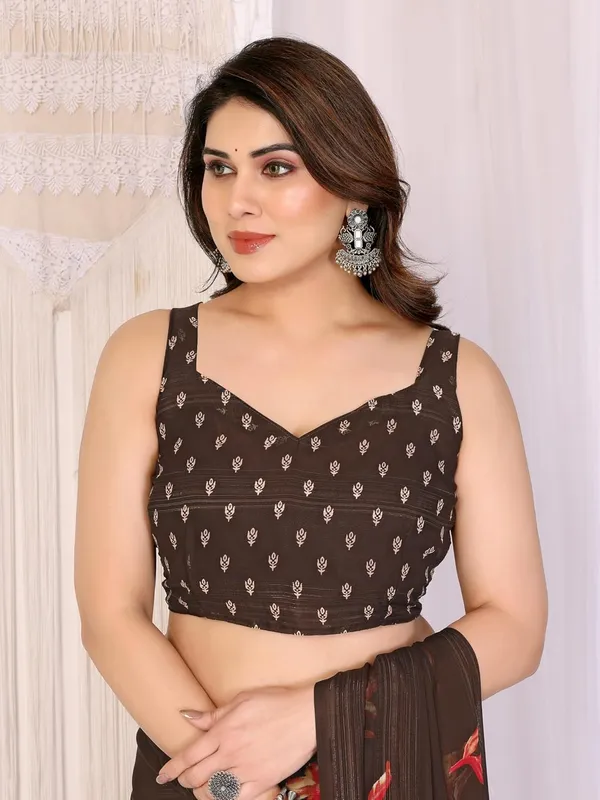 Brown_Polyester_Bandhani_Marshmallow_Saree_For_Women