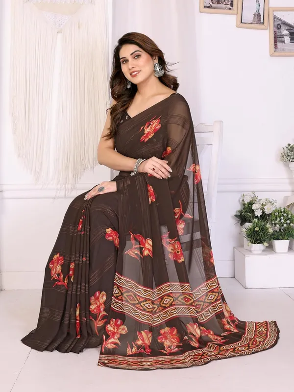 Brown_Polyester_Zari_Chiffon_Saree_For_Women