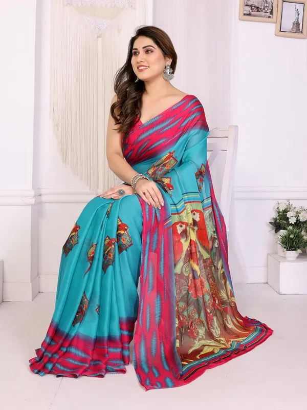Multicolour_Georgette_Chiffon_Georgette_Saree_For_Women