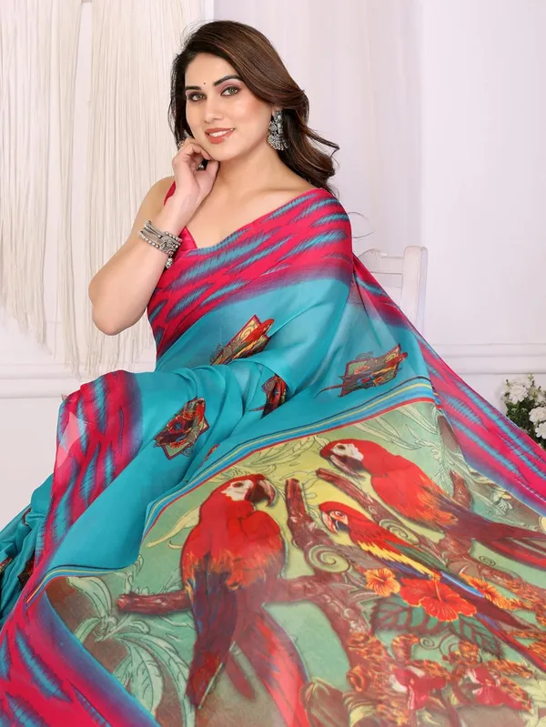 Multicolour_Georgette_Chiffon_Georgette_Saree_For_Women
