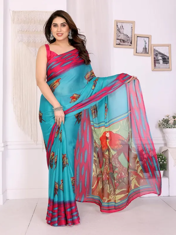 Multicolour_Georgette_Chiffon_Georgette_Saree_For_Women