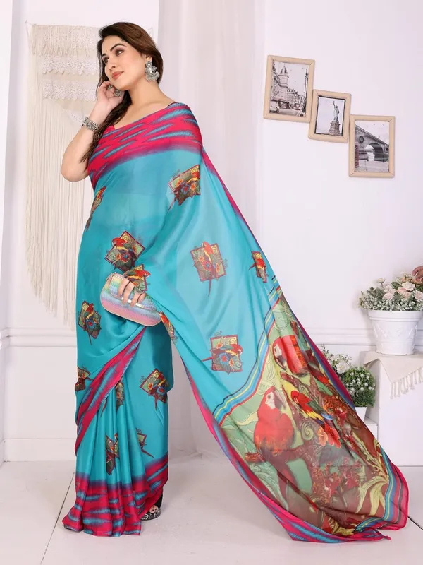 Multicolour_Georgette_Chiffon_Georgette_Saree_For_Women