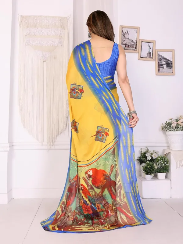 Yellow_Chiffon_Printed_Chiffon_Saree_For_Women