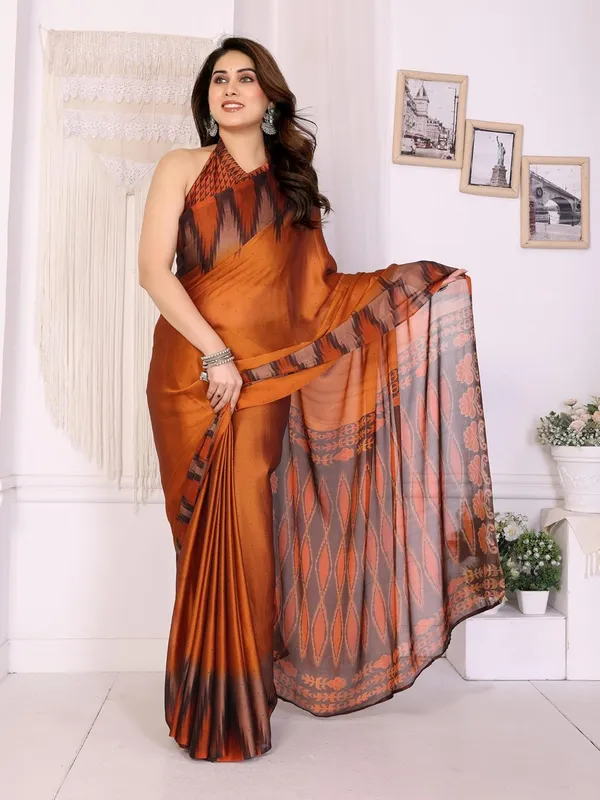 Orange_Georgette_Chiffon_Georgette_Saree_For_Women