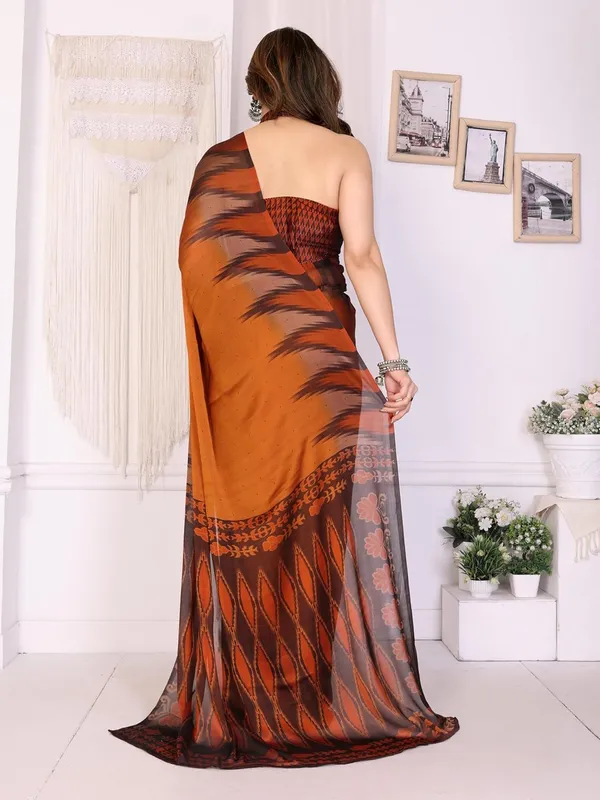 Orange_Georgette_Chiffon_Georgette_Saree_For_Women