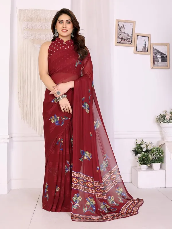 Maroon_Polyester_Zari_Chiffon_Saree_For_Women