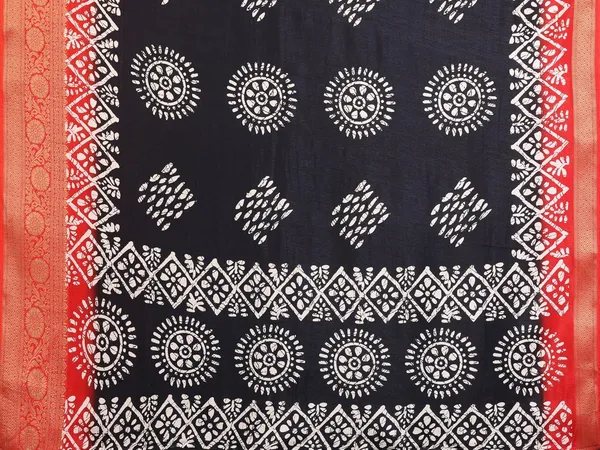 Black_Cotton_Blend_Printed_Dola_Silk_Saree_For_Women