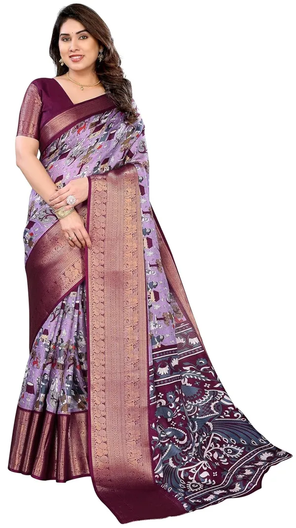 Purple_Cotton_Blend_Printed_Dola_Silk_Saree_For_Women
