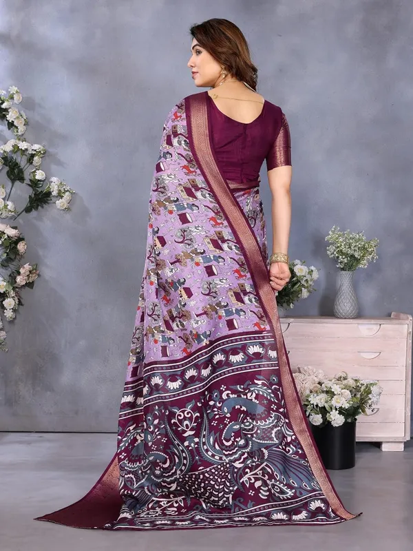 Purple_Cotton_Blend_Printed_Dola_Silk_Saree_For_Women