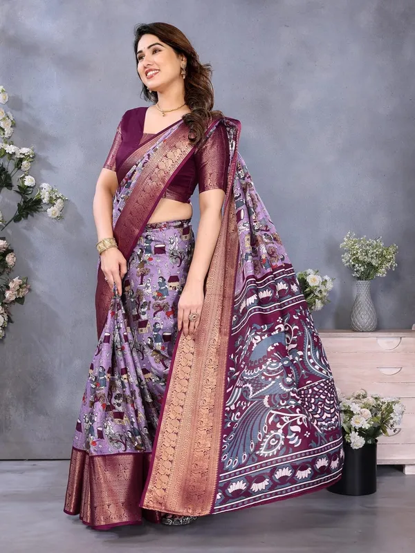 Purple_Cotton_Blend_Printed_Dola_Silk_Saree_For_Women
