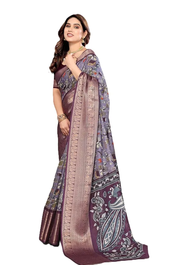 Purple_Dola_Silk_Kalamkari_Print_Saree_For_Women
