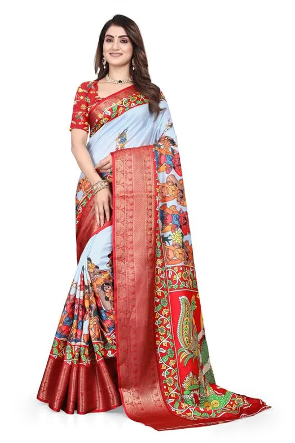 Sky_Blue_Cotton_Silk_Digital_Printed_Saree_For_Women