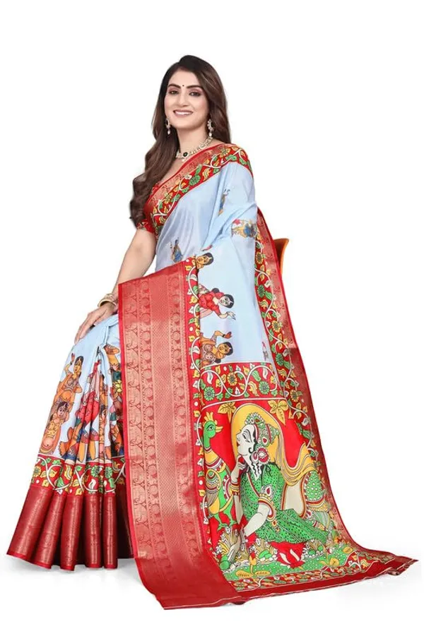 Sky_Blue_Cotton_Silk_Digital_Printed_Saree_For_Women