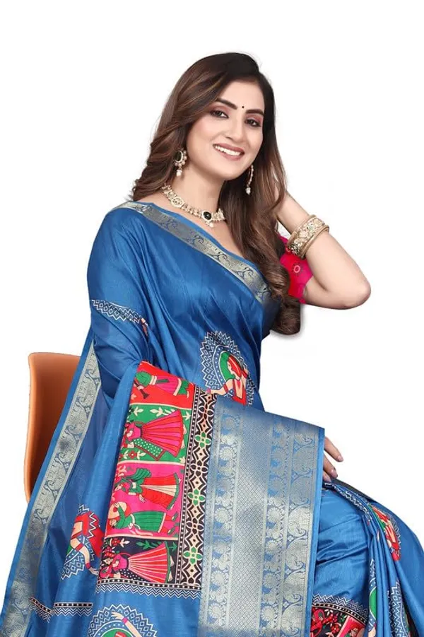 Sky_Blue_Cotton_Silk_Digital_Printed_Saree_For_Women