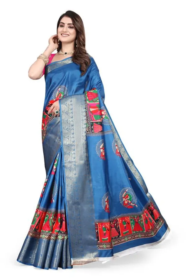 Sky_Blue_Cotton_Silk_Digital_Printed_Saree_For_Women