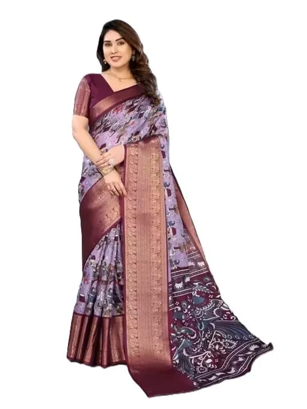 Purple_Dola_Silk_Kalamkari_Print_Saree_For_Women