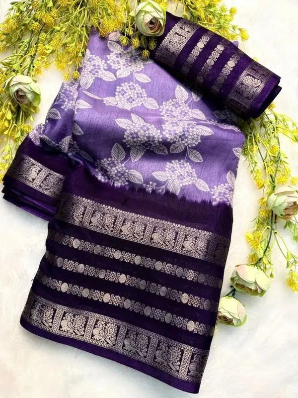 Dusty_Lavender_Cotton_Blend_Printed_Dola_Silk_Saree_For_Women