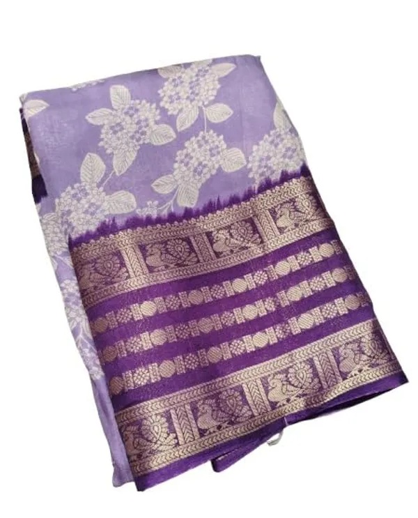 Dusty_Lavender_Cotton_Blend_Printed_Dola_Silk_Saree_For_Women