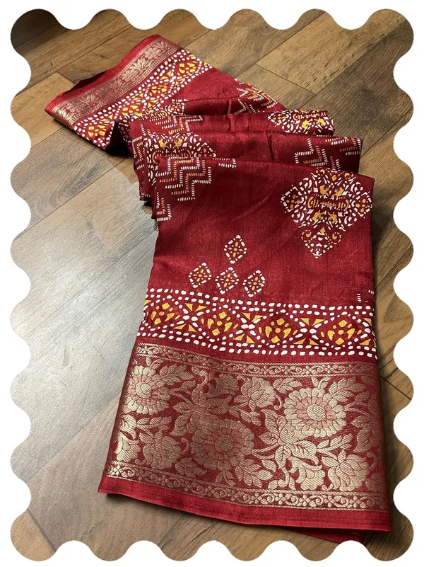 Maroon_Silk_Printed_Dola_Silk_Saree_For_Women