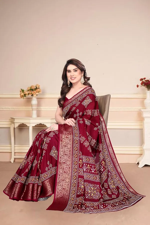 Maroon_Silk_Printed_Dola_Silk_Saree_For_Women
