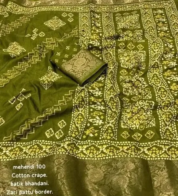 Mehendi_Green_Silk_Printed_Chiffon_Saree_For_Women