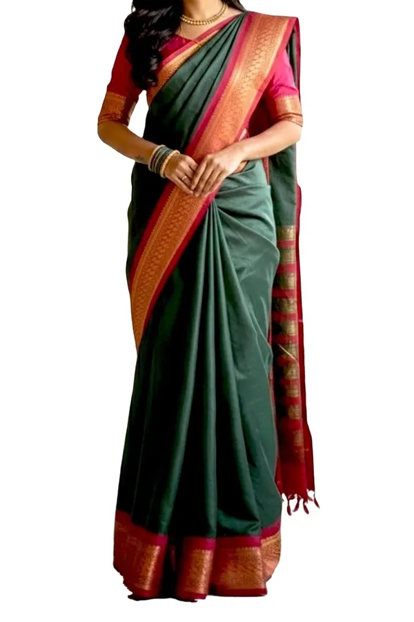 Green_Cotton_Blend_Narayanpet_Cotton_Silk_Saree_For_Women