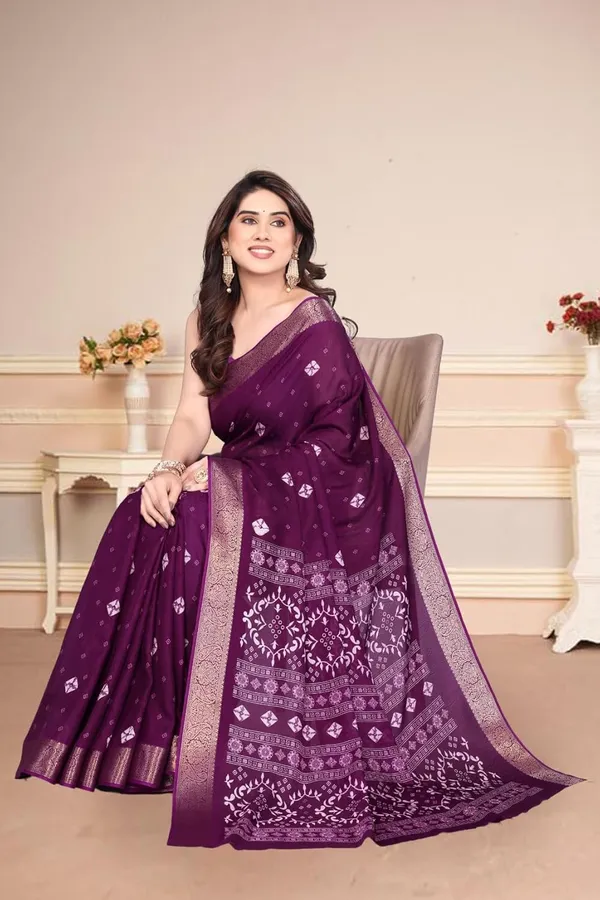 Wine_Silk_Printed_Chiffon_Saree_For_Women