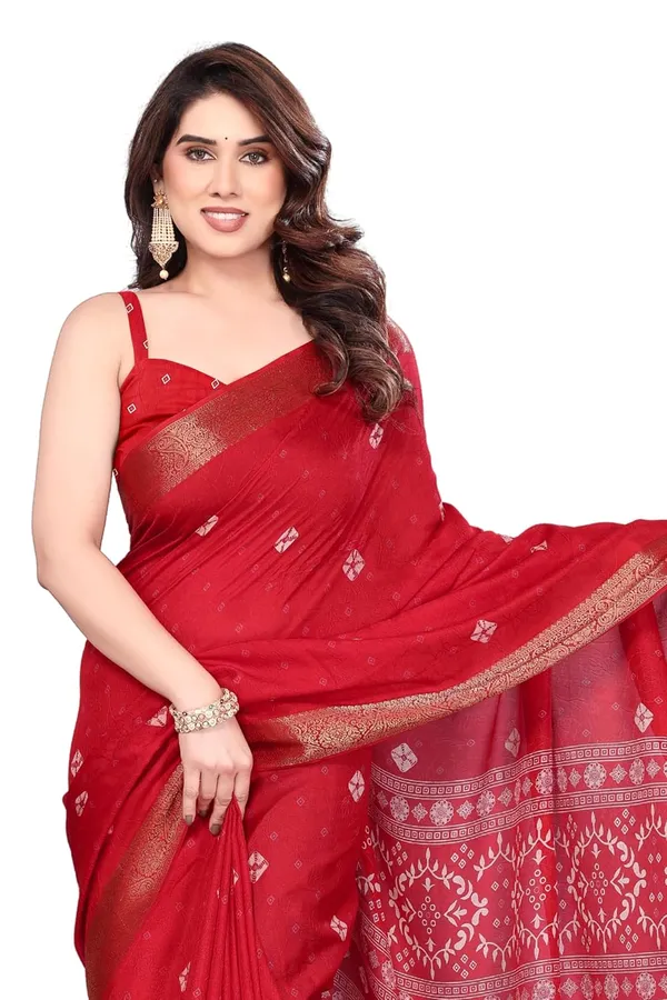 Red_Silk_Bandhani_Marshmallow_Saree_For_Women
